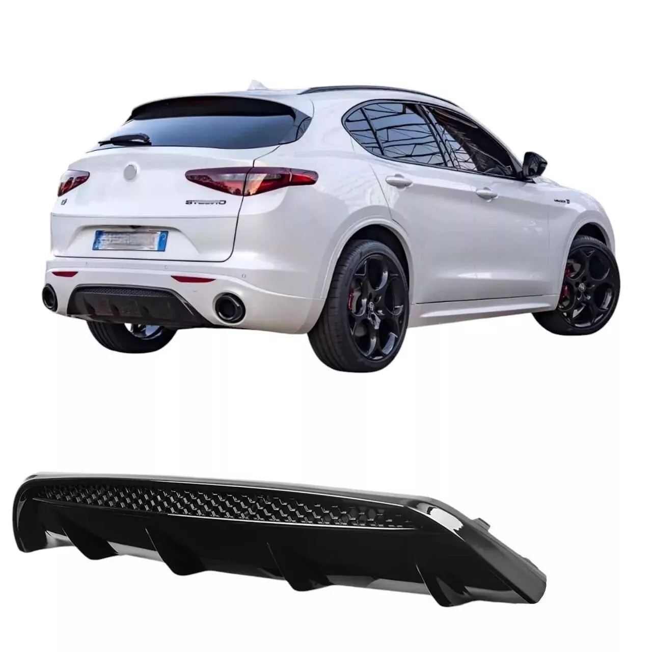 2039⚡DIFFUSORE ADATTO PER ALFA ROMEO STELVIO 949 2016-2020 NERO LUCIDO⚡