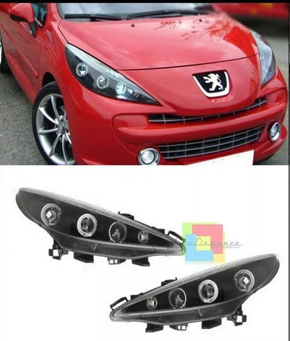 ❄️⭐1741 FARI ANTERIORI ADATTO PER PEUGEOT 207 207 CC 06-2012 NERI ANGEL EYES⭐❄️