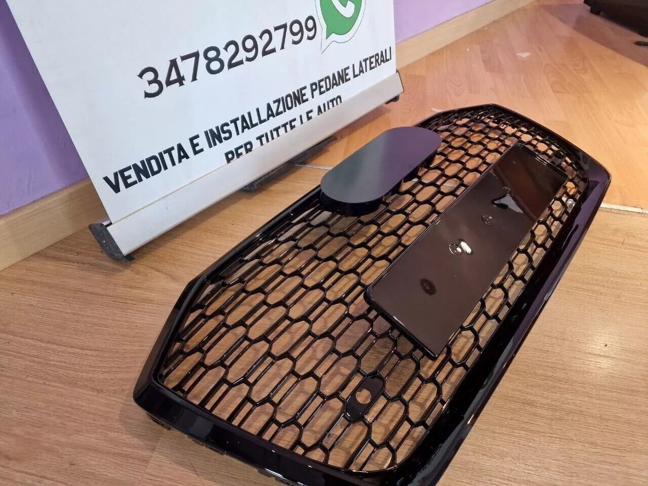 0965✨Griglia a nido d'ape griglia completa nera lucida adatta per Audi A6 C8 19✨