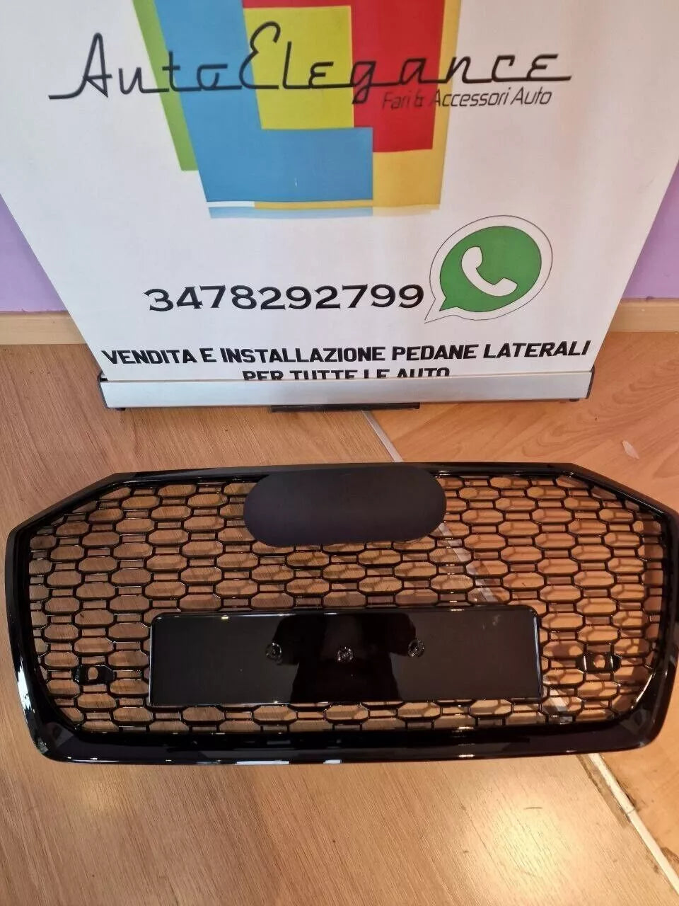 0965✨Griglia a nido d'ape griglia completa nera lucida adatta per Audi A6 C8 19✨