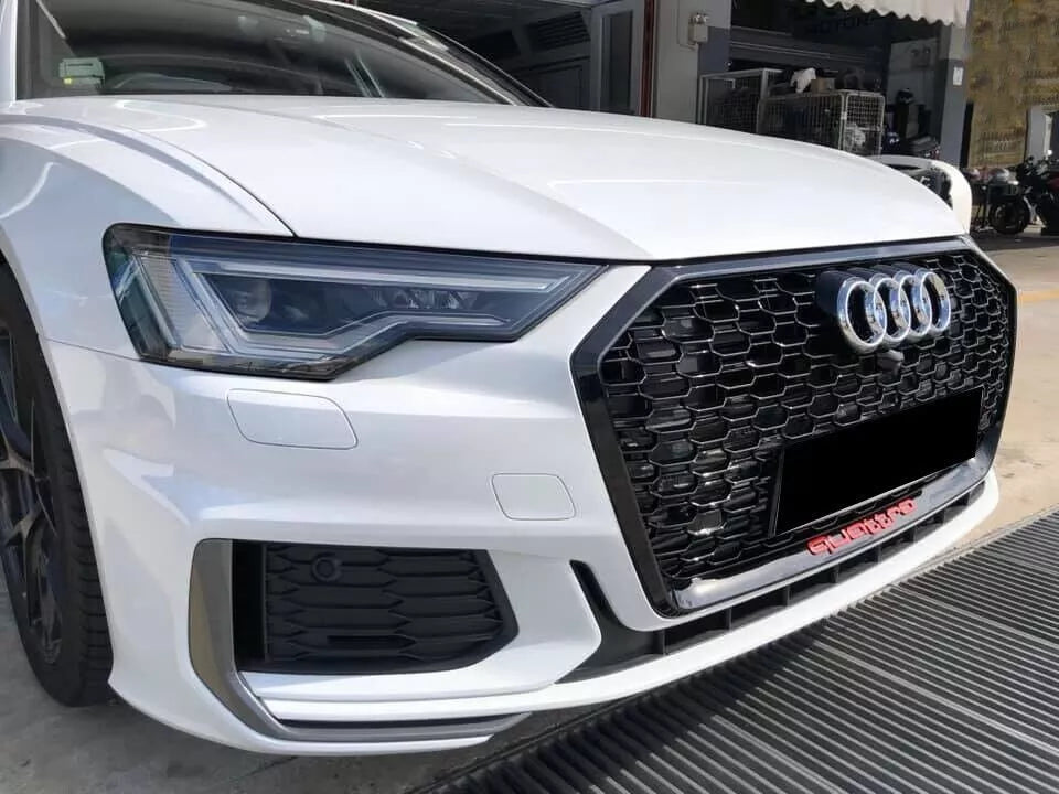 0965✨Griglia a nido d'ape griglia completa nera lucida adatta per Audi A6 C8 19✨