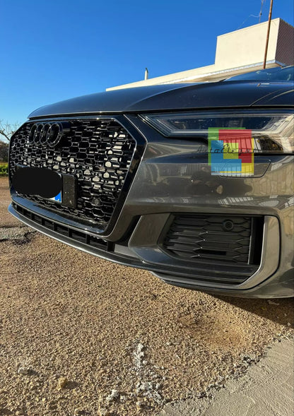 0965✨Griglia a nido d'ape griglia completa nera lucida adatta per Audi A6 C8 19✨