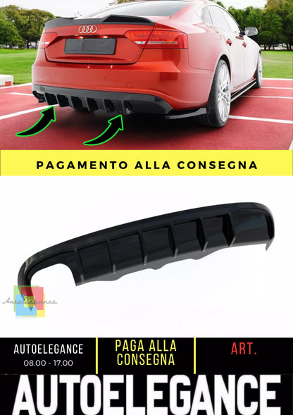 ⭐Diffusore posteriore nero luci Audi A5 S-Line Sportback(Versione con doppi )⭐