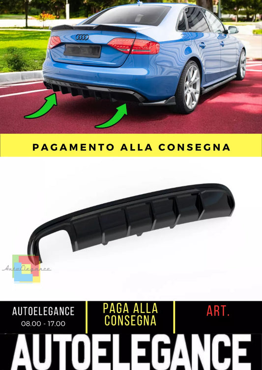 🔥Diffusore posteriore nero luci adatto per Audi A4 S-Line Berlina / Avant B8 🔥