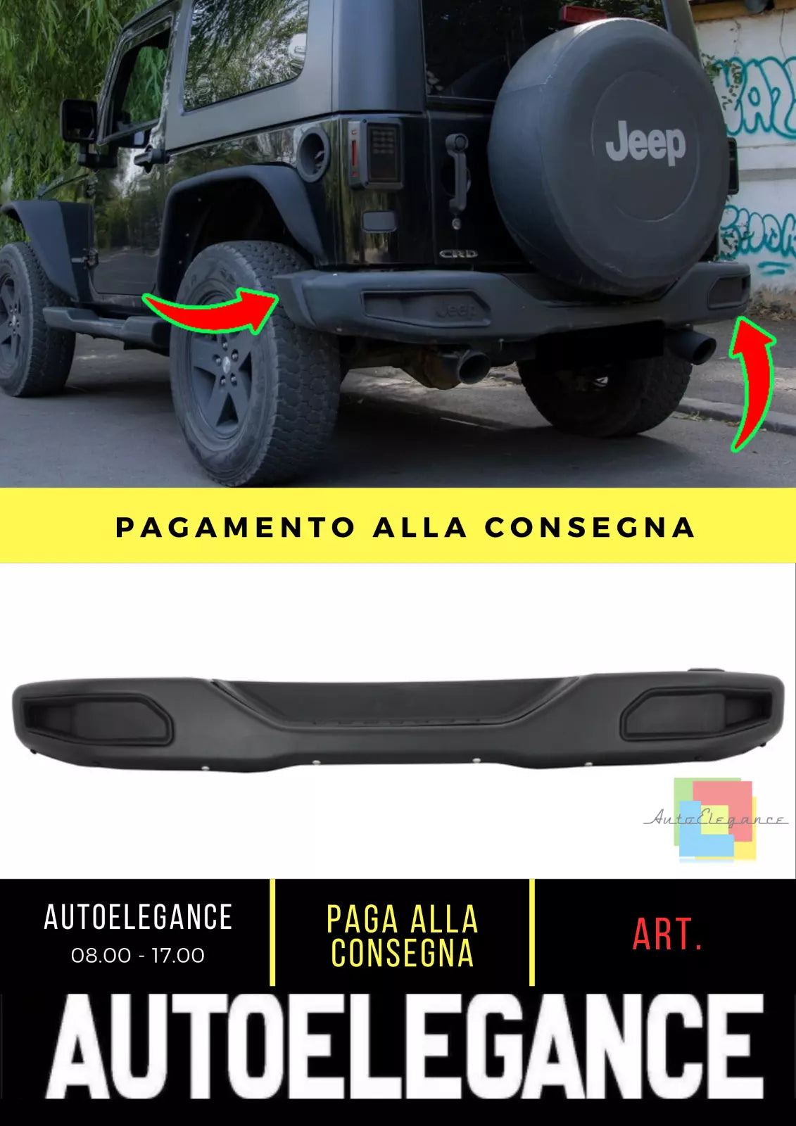Paraurti posteriore in metallo adatto per Jeep Wrangler Rubicon JK 07-17