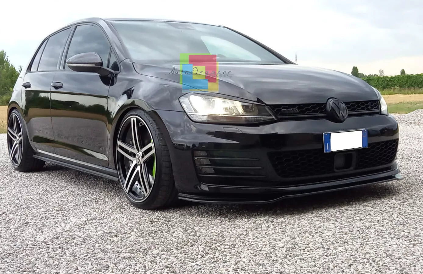 0160⭐LIP UNDER FRONT BUMPER VW GOLF 7 GTI 12-16 ABS GLOSSY BLACK SPLITTER⭐