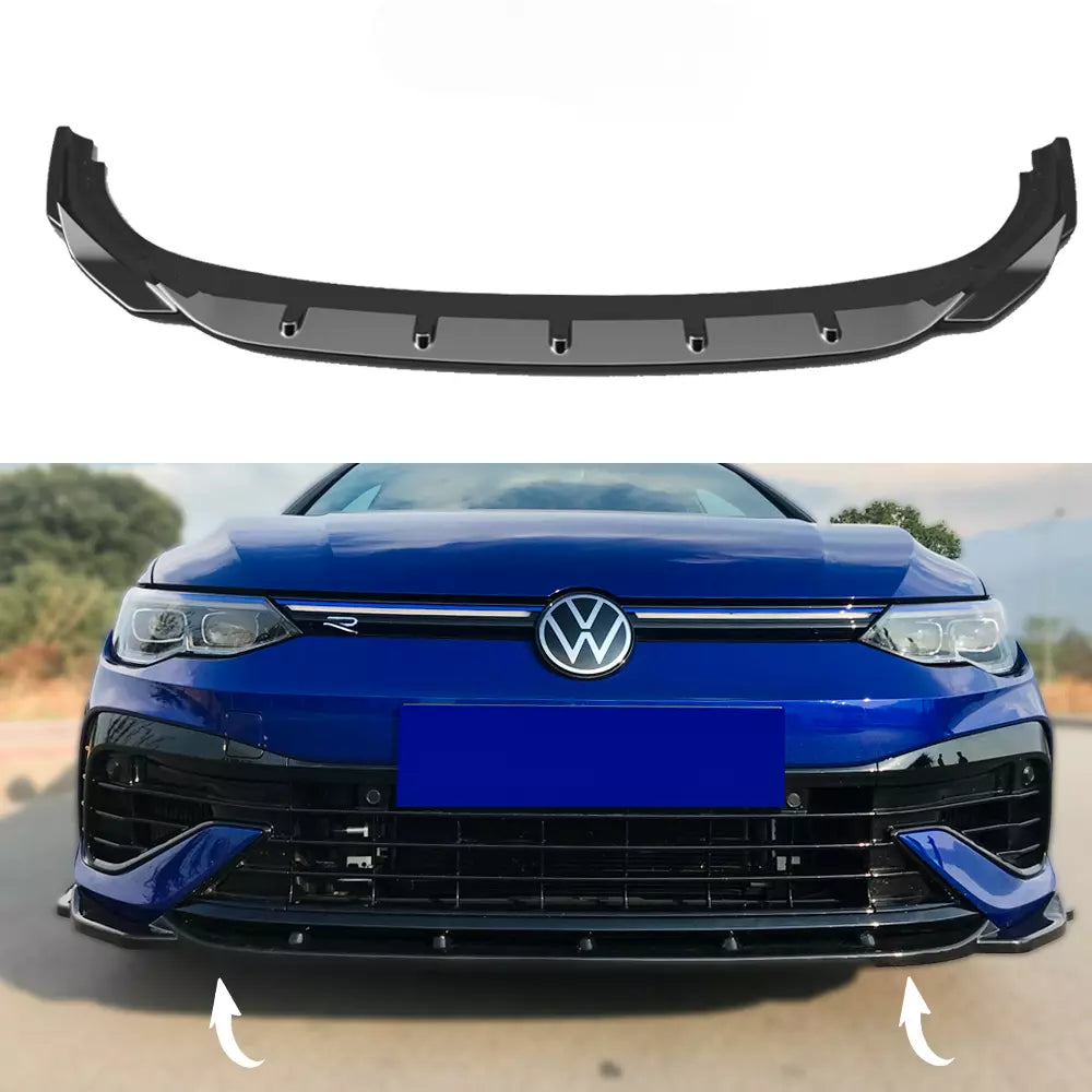 ⭐1626 Front spoiler for VW VOLKSWAGEN Golf MK 8 R 2020+ black⭐ 