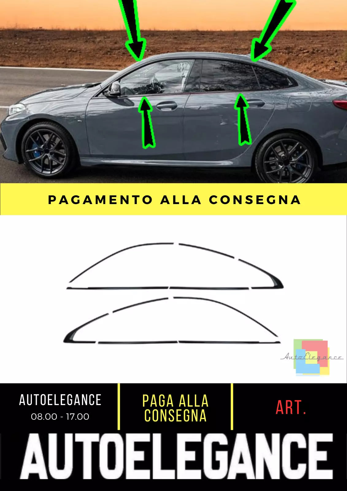 🔥Set di finiture Shadow Line Nero Lucido adatto per BMW Serie 2 F44 Gran Coup🔥