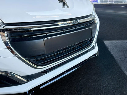 ⭐FRONT SPLITTER SUITABLE FOR PEUGEOT 208 MK1 FACELIFT 15-2019 GLOSSY BLACK ABS⭐ 