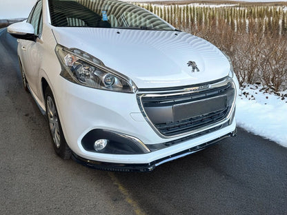 ⭐FRONT SPLITTER SUITABLE FOR PEUGEOT 208 MK1 FACELIFT 15-2019 GLOSSY BLACK ABS⭐ 
