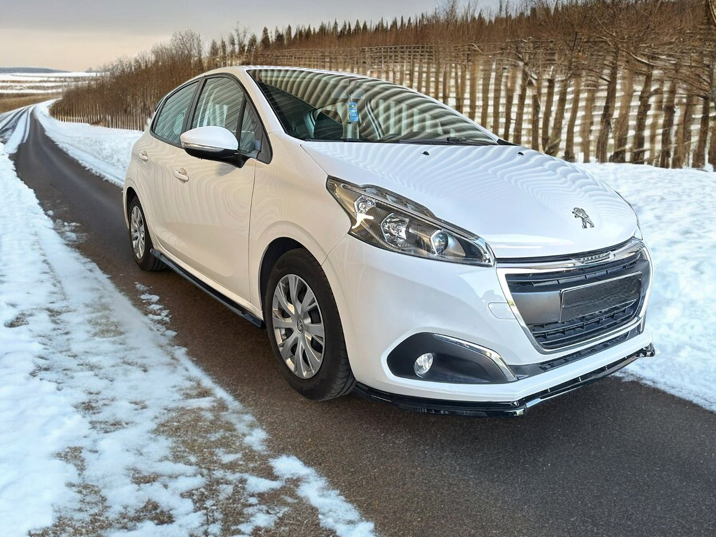 ⭐FRONT SPLITTER SUITABLE FOR PEUGEOT 208 MK1 FACELIFT 15-2019 GLOSSY BLACK ABS⭐ 