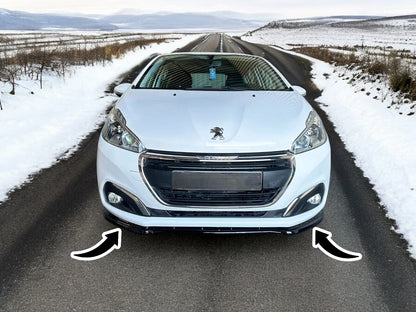 ⭐FRONT SPLITTER SUITABLE FOR PEUGEOT 208 MK1 FACELIFT 15-2019 GLOSSY BLACK ABS⭐ 