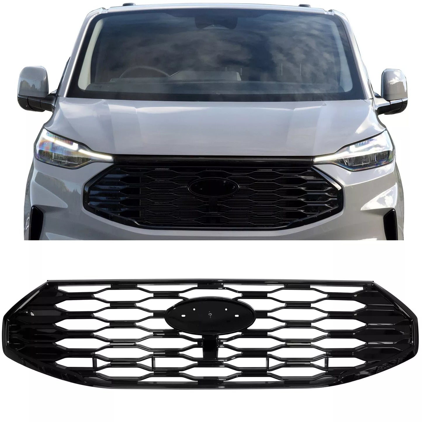 Black Gloss Sport Grille suitable for Ford Tourneo Transit Custom from 2023