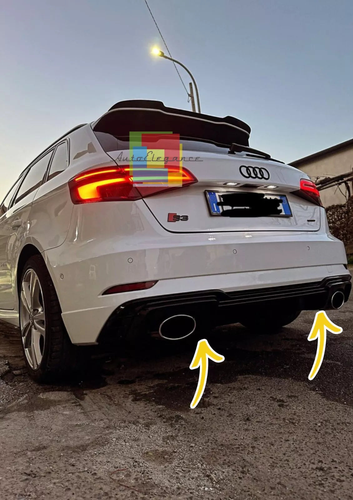 🔥0844 DIFFUSORE ADATTO PER AUDI A3 8V LIFT 16-20 SLINE LOOK RS3 NERO LUCIDO 🔥