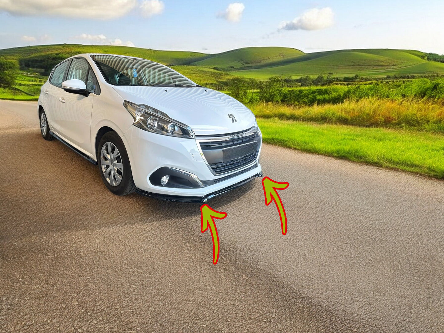 💫SPLITTER ANTERIORE PER PEUGEOT 208 MK1 FACELIFT (2015-2019) NERO LUCIDO ABS💫