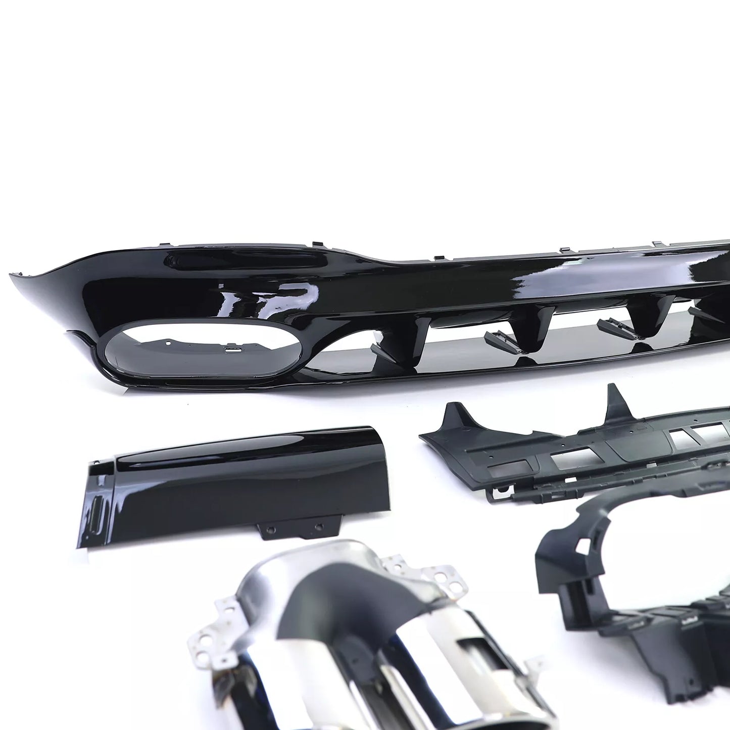 ⭐Glossy Black Sports Diffuser with Exhaust Tips for Mercedes CLA C118⭐