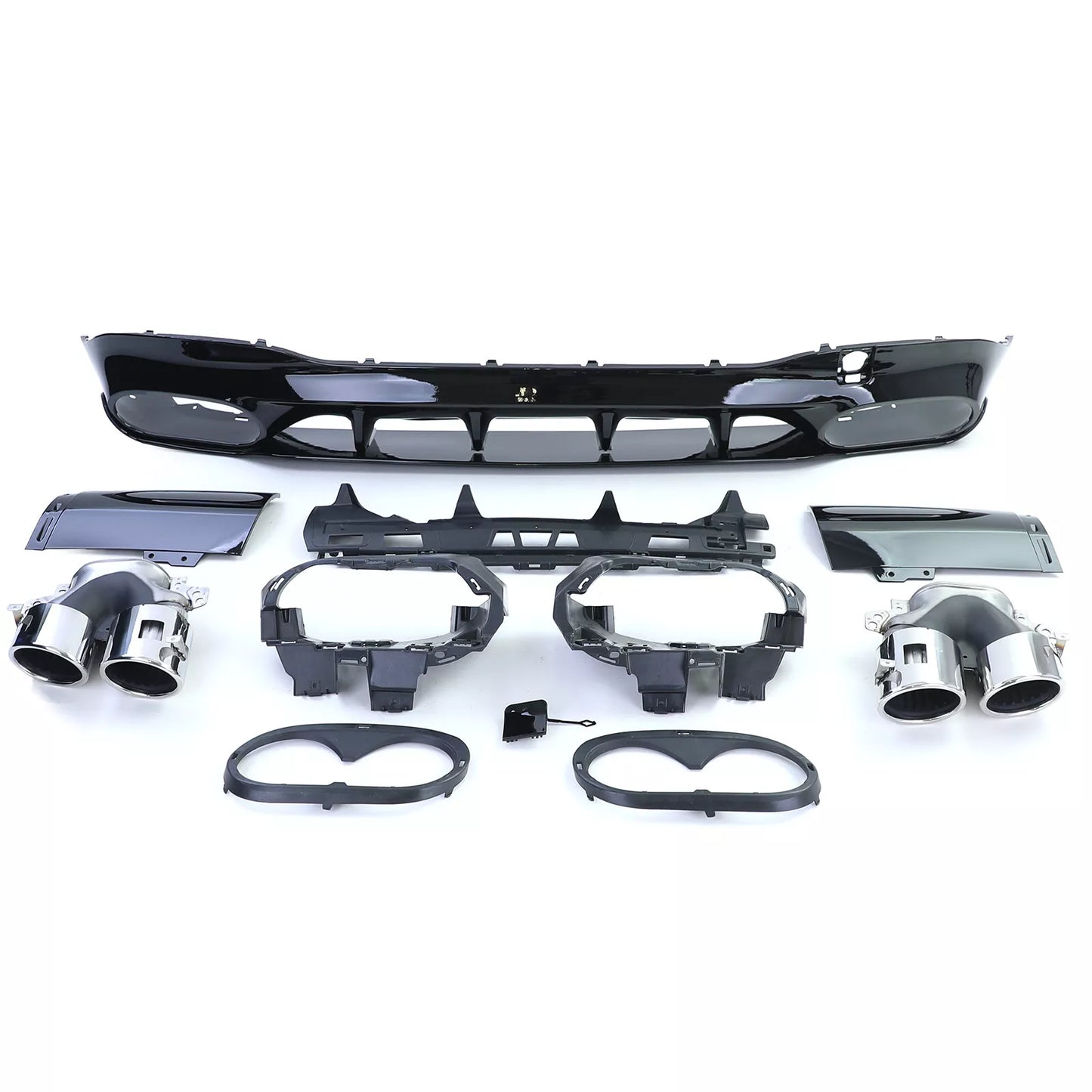 ⭐Glossy Black Sports Diffuser with Exhaust Tips for Mercedes CLA C118⭐
