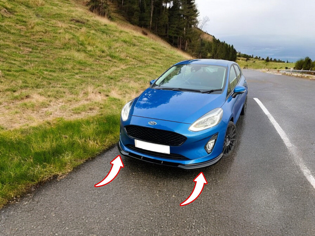 🔥SPLITTER ANTERIORE ADATTO PER FORD FIESTA MK8 (2017-2021) NERO LUCIDO ABS🔥