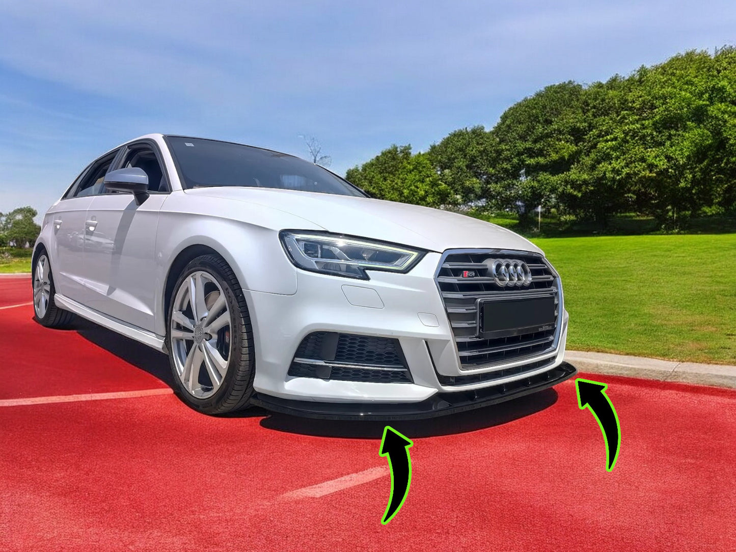 🔥SPLITTER ANTERIORE PER AUDI S3/A3 S-LINE SPORTBACK(2016-2019)NERO LUCIDO ABS🔥