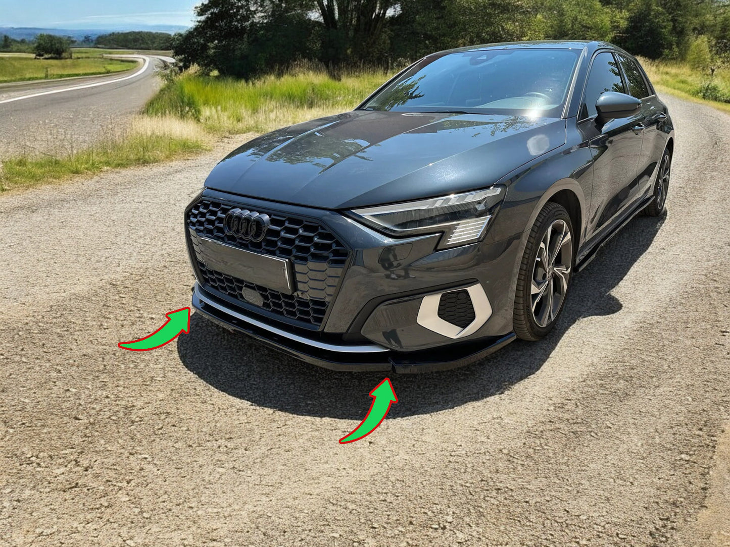 🔥SPLITTER ANTERIORE PER AUDI A3 8Y SPORTBACK / SALOON (2020-) NERO LUCIDO ABS🔥