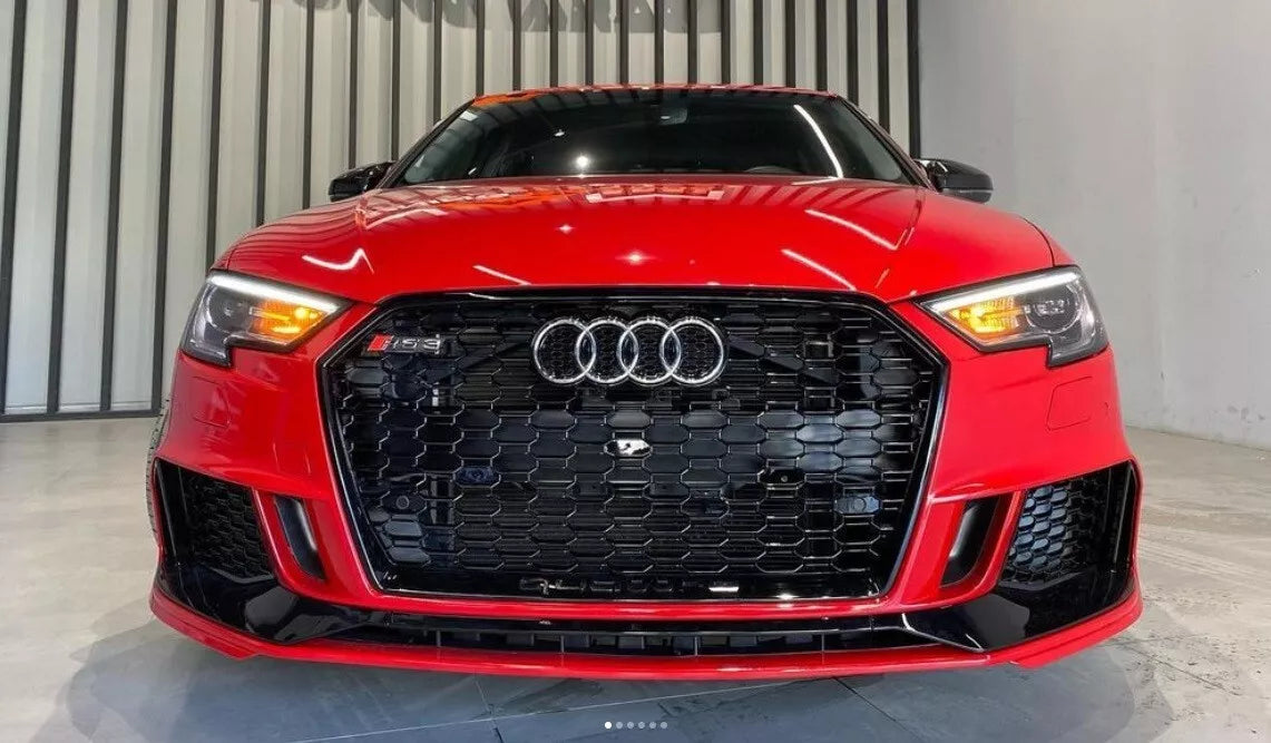⭐0033 GRIGLIA ADATTA PER AUDI A3 8V 2017-2020 LOOK RS3 LOOK NERO LUCIDA⭐