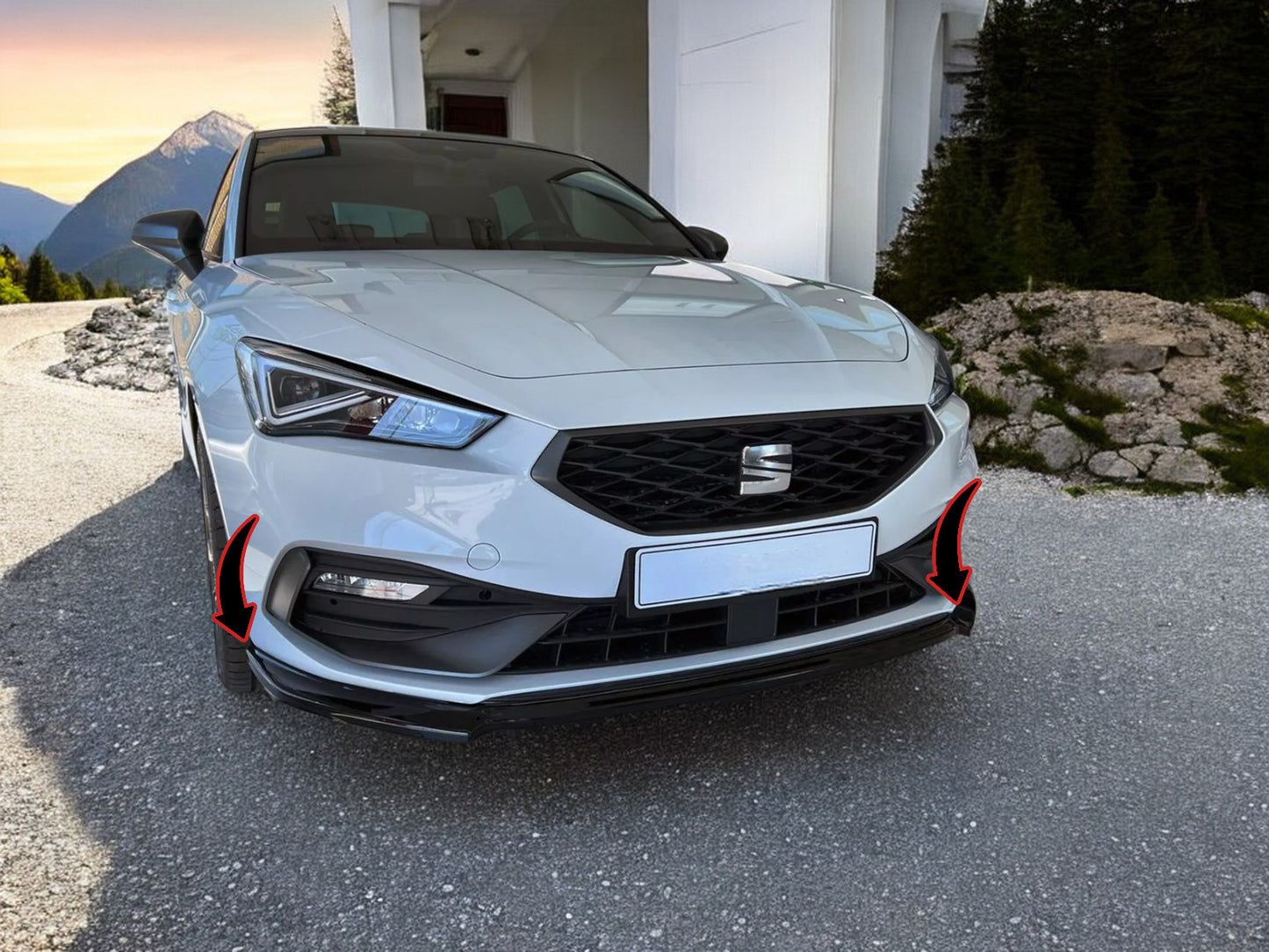 🔥SPLITTER ANTERIORE ADATTO PER SEAT LEON MK4 FR (2020-) NERO LUCIDO ABS🔥