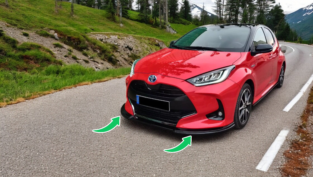 🔥FRONT SPLITTER V.1 SUITABLE FOR TOYOTA YARIS MK4 (2020-) GLOSSY BLACK ABS🔥