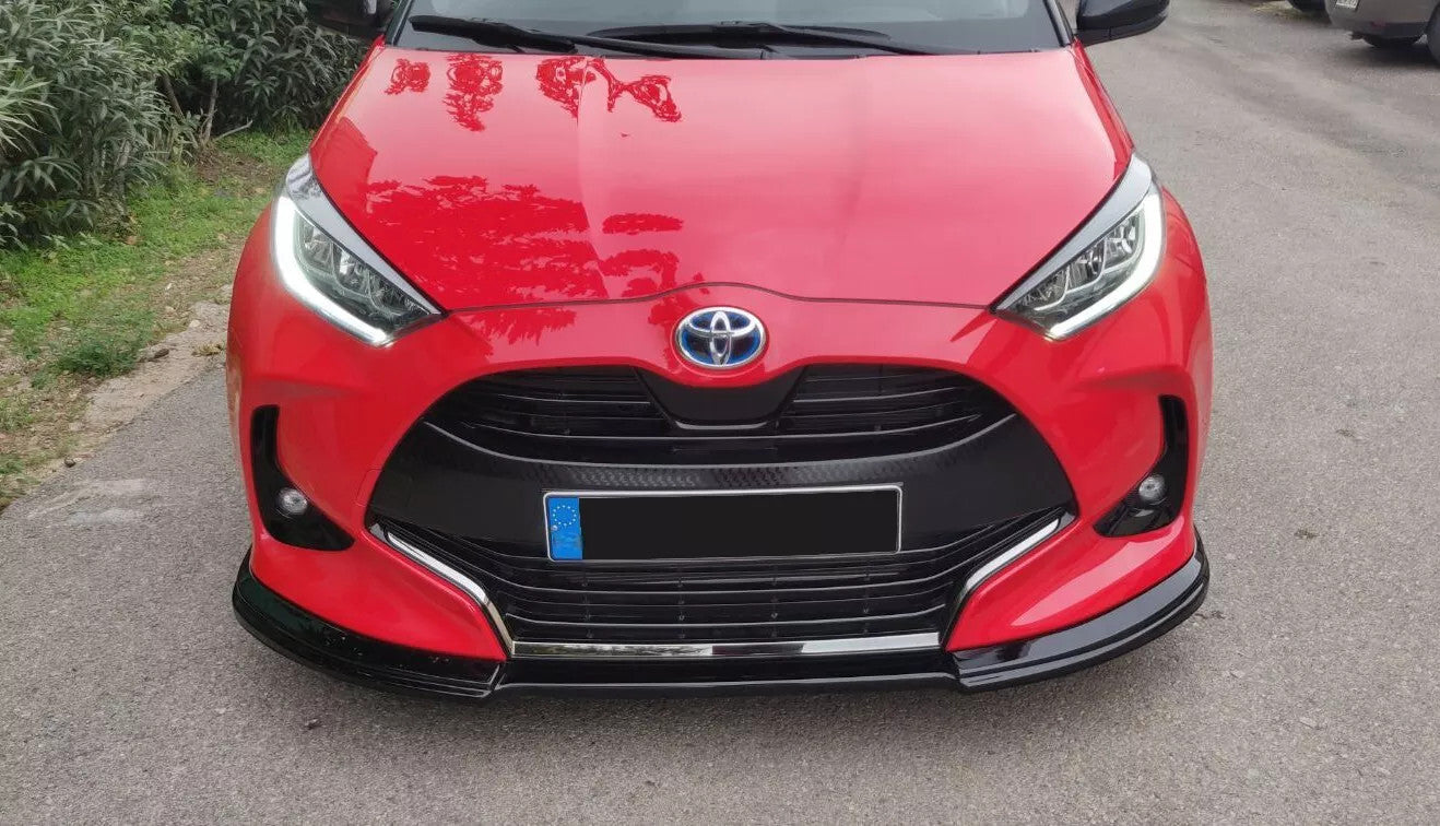 🔥FRONT SPLITTER V.1 SUITABLE FOR TOYOTA YARIS MK4 (2020-) GLOSSY BLACK ABS🔥