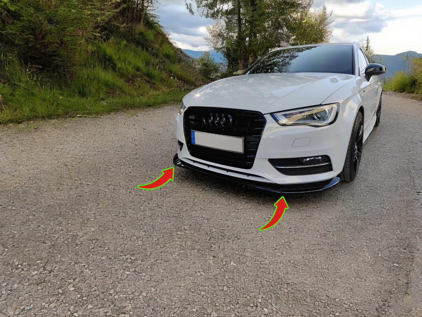 🔥SPLITTER ANTERIORE PER AUDI A3 8V SPORTBACK (2013-2016) NERO LUCIDO ABS🔥