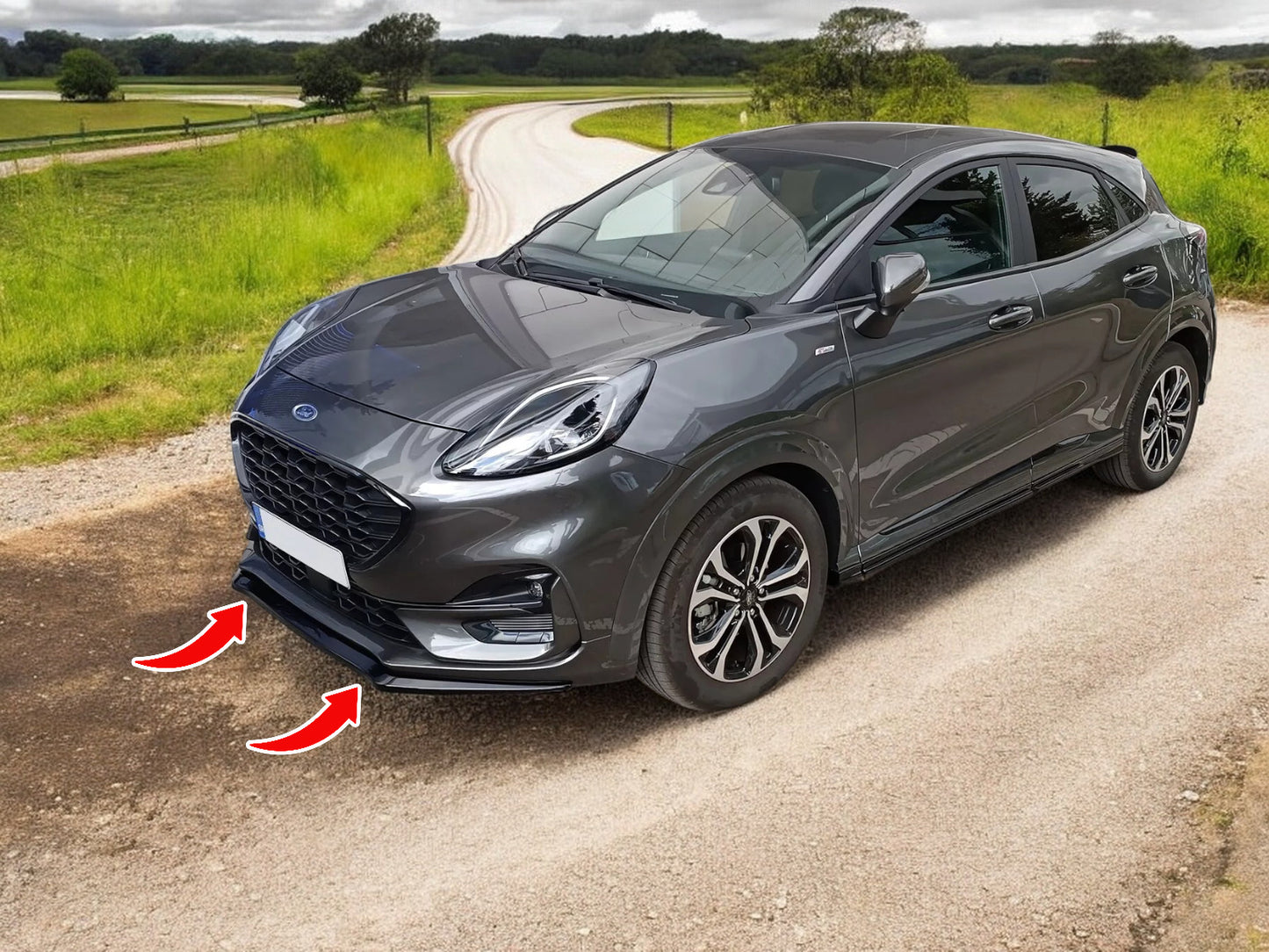 🔥FRONT SPLITTER SUITABLE FOR FORD PUMA ST-LINE (2019-) GLOSSY BLACK ABS🔥