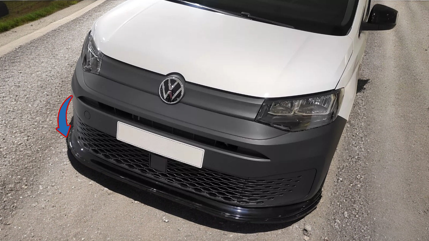 🔥SPLITTER ANTERIORE ADATTO PER VW CADDY MK5 (2021-) NERO LUCIDO ABS🔥