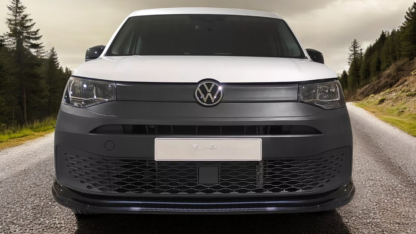 🔥SPLITTER ANTERIORE ADATTO PER VW CADDY MK5 (2021-) NERO LUCIDO ABS🔥