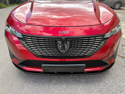 🔥SPLITTER ANTERIORE ADATTO PER PEUGEOT 308 MK3 (2021-) NERO LUCIDO ABS🔥