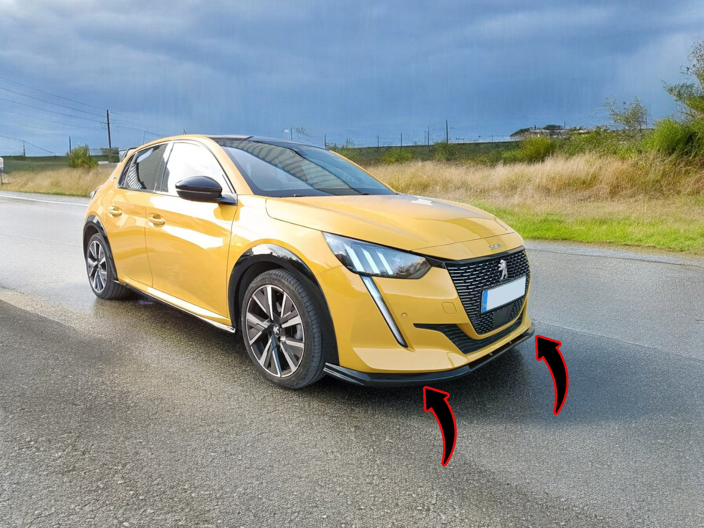 💕SPLITTER ANTERIORE V.2 ADATTO PER PEUGEOT 208 MK2 (2019-) NERO LUCIDO ABS💕
