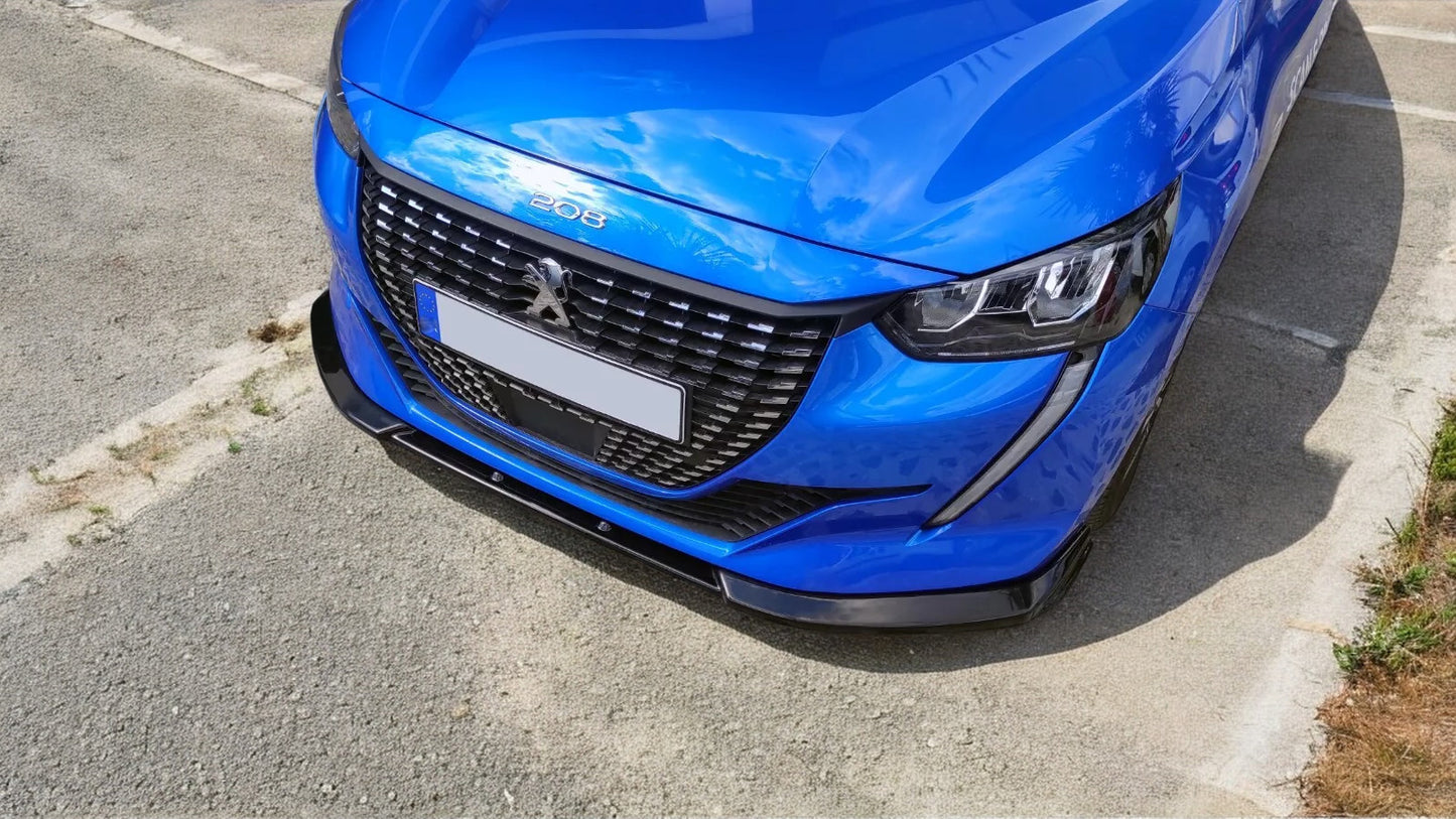 💕SPLITTER ANTERIORE V.1 ADATTO  PER PEUGEOT 208 MK2 (2019-) NERO LUCIDO ABS💕