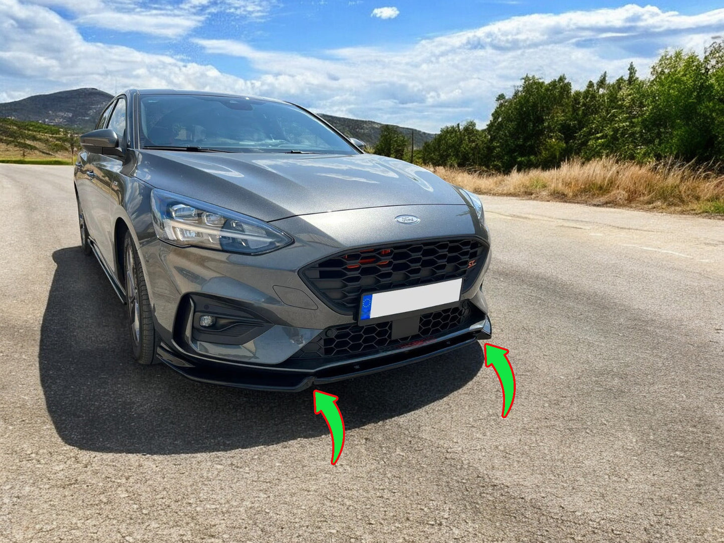 💕SPLITTER ANTERIORE PER FORD FOCUS MK4 ST / ST-LINE(2018-2022)NERO LUCIDO ABS💕