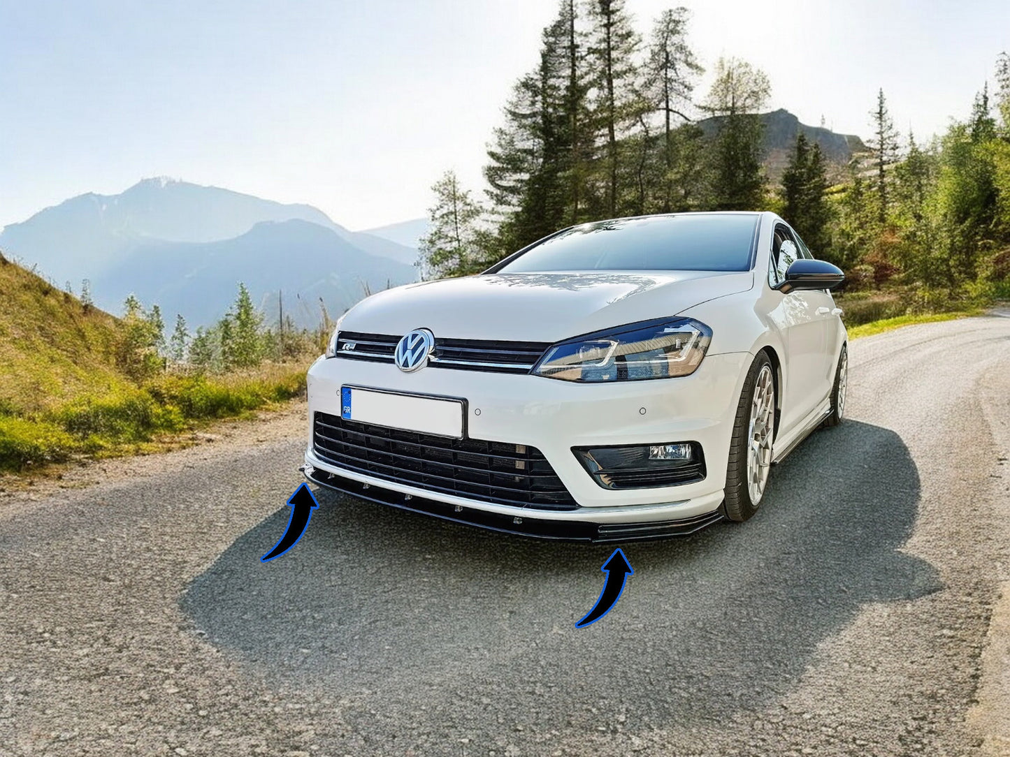 💕FRONT SPLITTER SUITABLE FOR VW GOLF MK7 R / R-LINE GLOSSY BLACK ABS💕