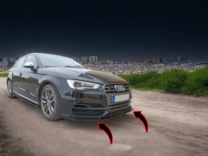 💕SPLITTER ANTERIORE ADATTO PER AUDI S3 /A3 S-LINE 8V 3/5DOORS NERO LUCIDO ABS💕