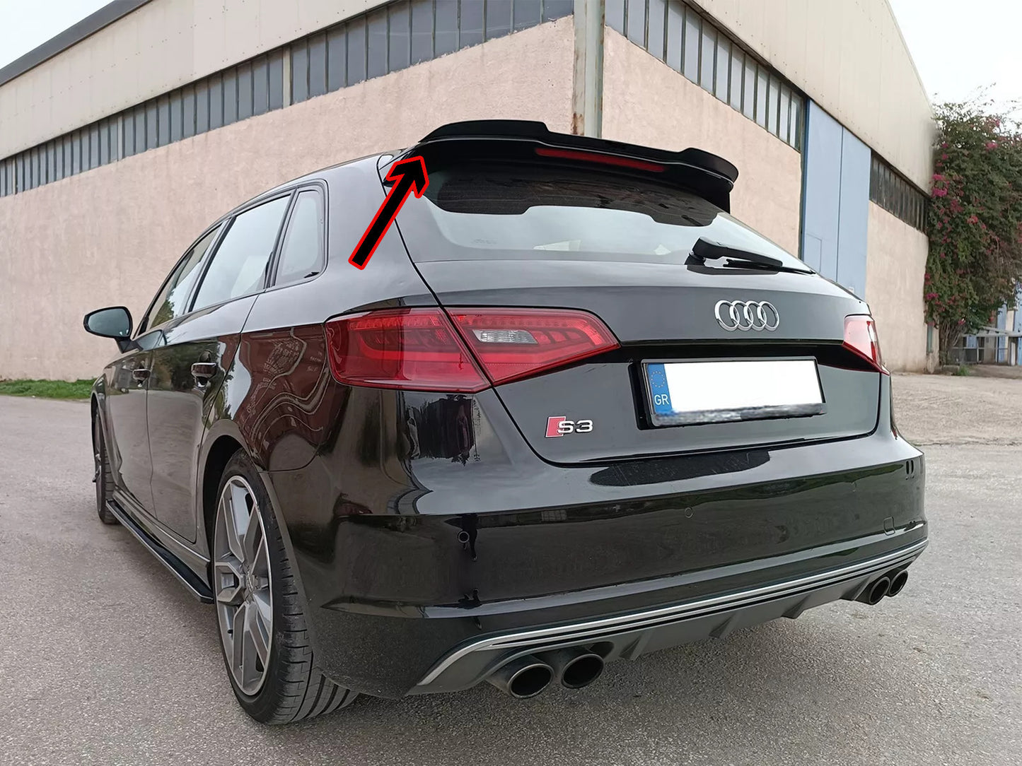 💕EXTENSION ROOF SPOILER SUITABLE FOR AUDI S3 / A3 S-LINE 8V GLOSSY BLACK ABS💕