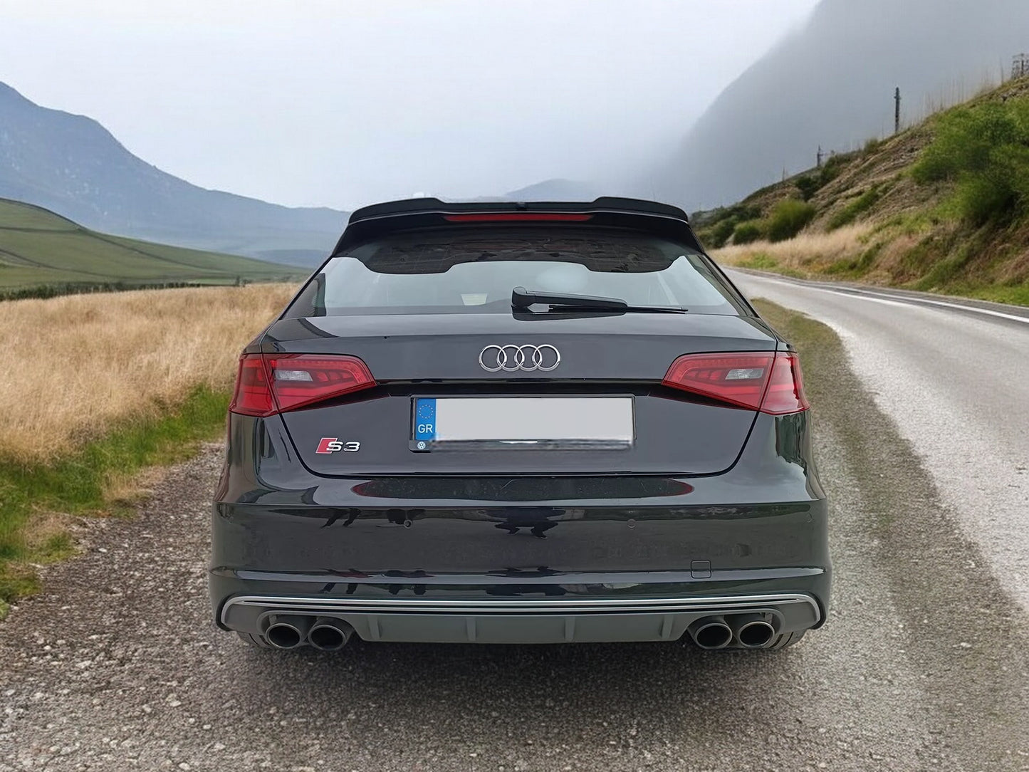 💕EXTENSION ROOF SPOILER SUITABLE FOR AUDI S3 / A3 S-LINE 8V GLOSSY BLACK ABS💕