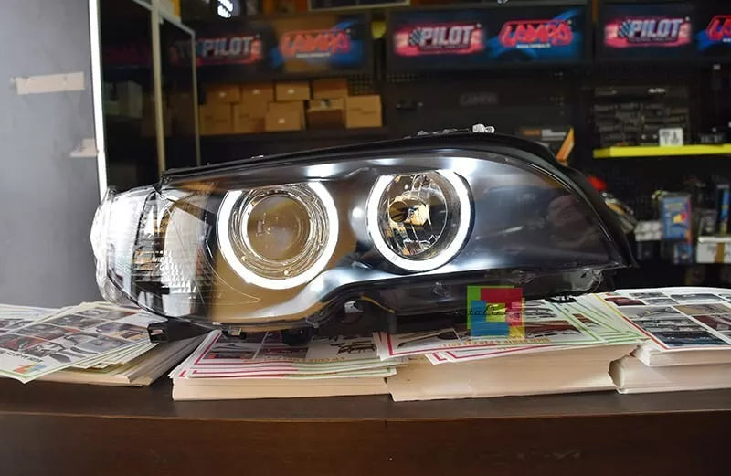 🔥 Coppia Fari adatto per BMW SERIE 3 E46 COUPE ANGEL EYES LED 2003-2006🔥