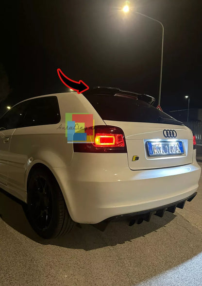 0631🔥ALETTONE SUL TETTO RS3-AUDI A3 8P 3PORTE 03-12 SPOILER GREZZO🔥