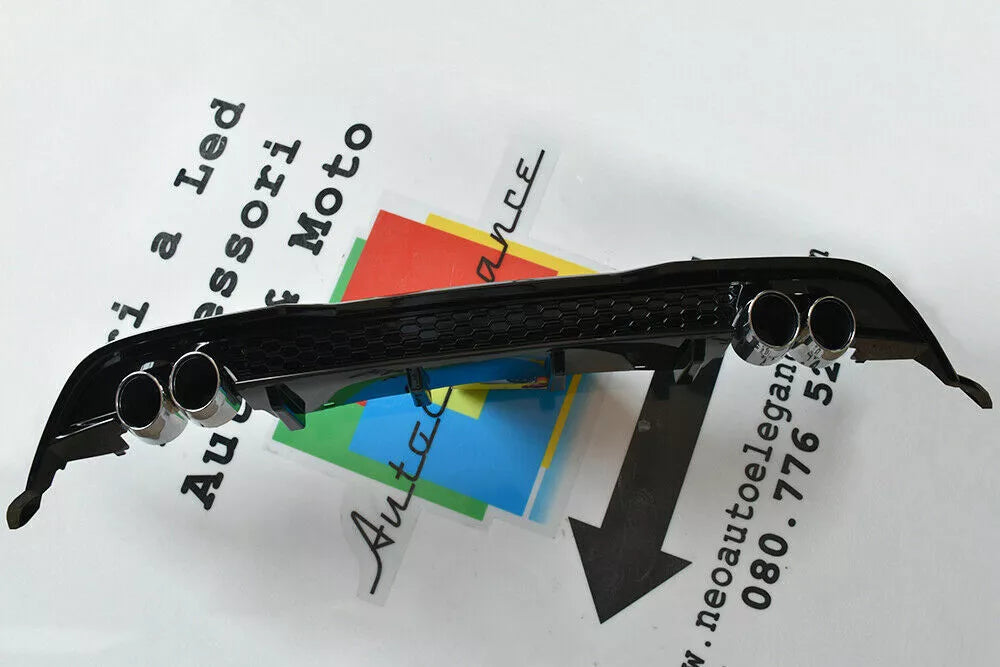 🔥0348 ADATTO PER VW GOLF 7.5 DIFFUSORE POSTERIORE LOOK QUATTRO TERMINALI🔥