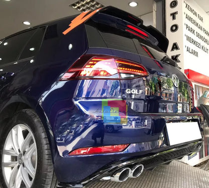🔥0348 ADATTO PER VW GOLF 7.5 DIFFUSORE POSTERIORE LOOK QUATTRO TERMINALI🔥