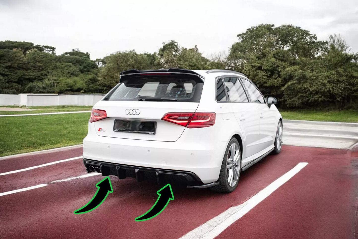 ⭐Audi A3 Sportback 8V Gloss Black Diffuser Double Endpipe Version⭐