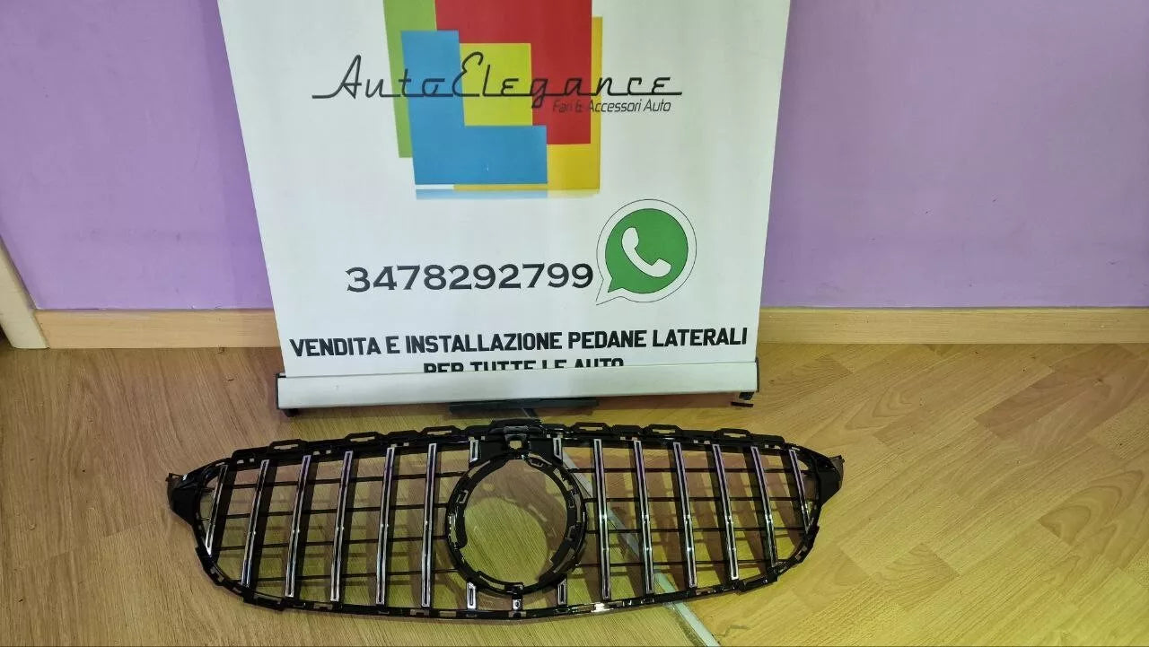 0909🔥GRIGLIA ADATTA PER MERCEDES CLASSE C W205 LIFT 19-21 CROMATA CON CAMERA🔥