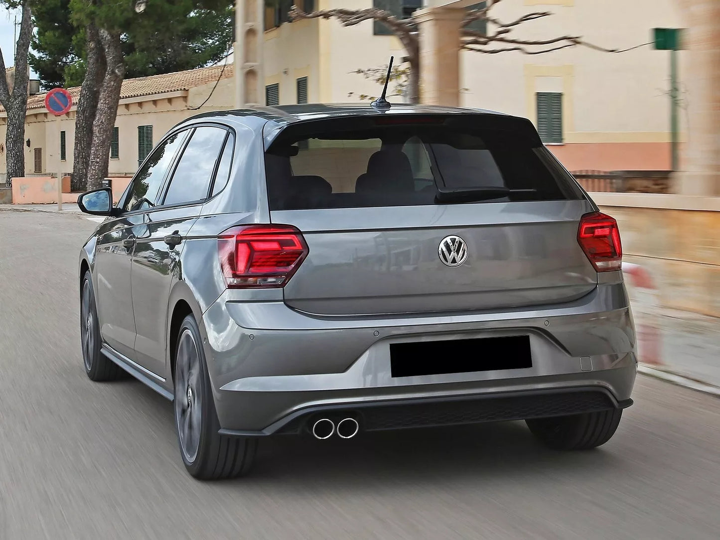 0967⭐DIFFUSORE POSTERIORE ADATTO PER VW POLO AW1 2018+ LOOK GTI ABS NERO OPACO⭐