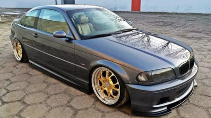 0640⭐LAMA BMW SERIE 3 E46 M3 SOTTO PARAURTI ANTERIORE ABS NERO LUCIDO SPLITTER🔥