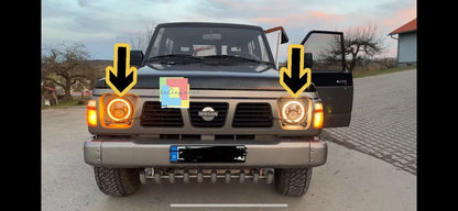 🔥0030 NISSAN PATROL GR (Y60) FAROS FULL LED CON LUCES DIURNAS ANGEL EYES🔥