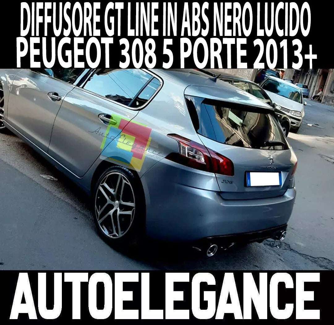 ⭐0254⭐DIFFUSORE NERO LUCIDO PER PEUGEOT 308 II 5 PORTE 13-21 LOOK GTI ⭐